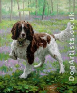 custom pet portraits -pet painting of springer spaniel on grass